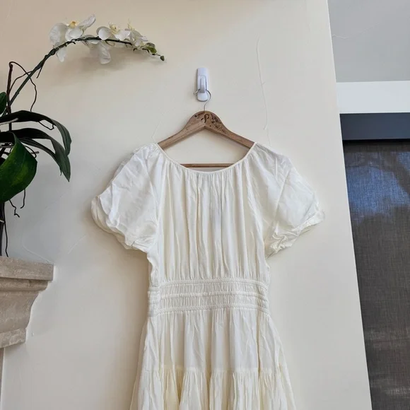 J Crew Ivory Elena Puff Sleeve Dress in Crepe de Chine Womens Size XXS Midi - Picture 6 of 12